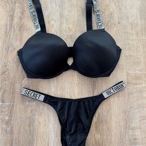 Victoria's Secret Black Bra with Branded Strap